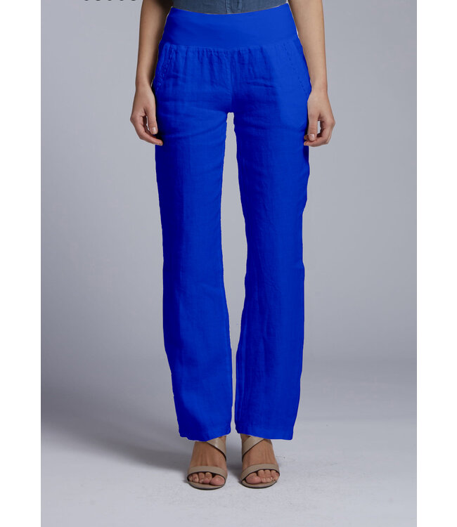 pantalon en lin  FIDELE bleu royal