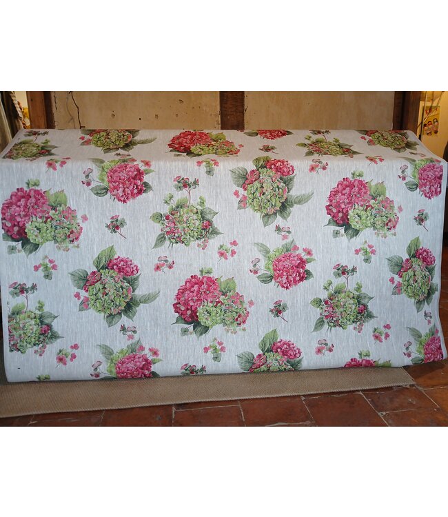 Tissu lin Hortensia rose