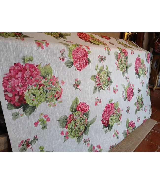 Tissu lin Hortensia rose