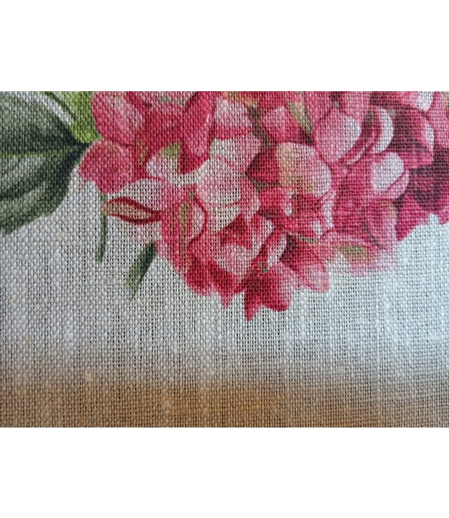 Pink hydrangea linen fabric