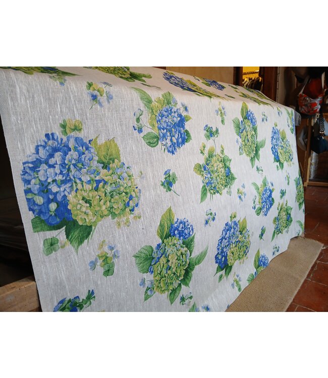 Hortensia blauw linnen stof