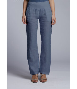 Pantalon en lin gris bleu