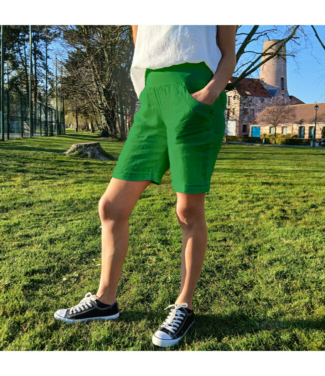 FIDELE linen shorts green bresil