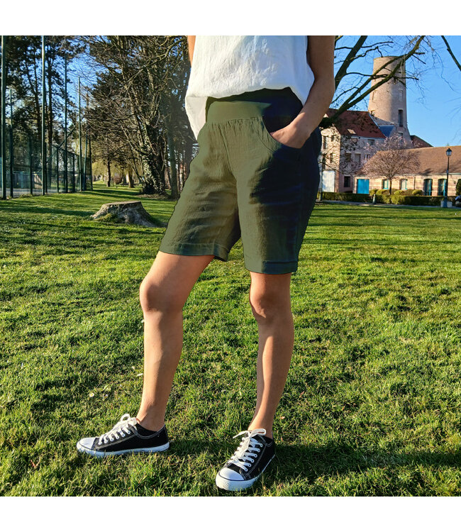 Short  en lin FIDELE kaki