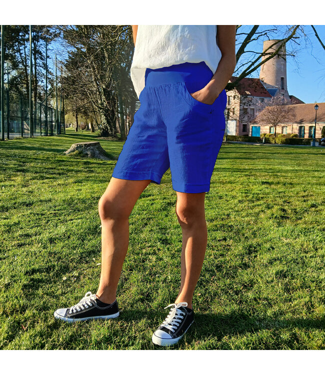 short en lin FIDELE bleu royal
