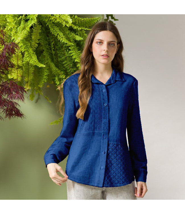 TALISMAN indigo linnen overhemd