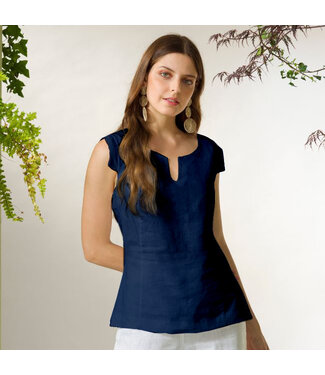 Maloka ARCELLA INDIGO linen top