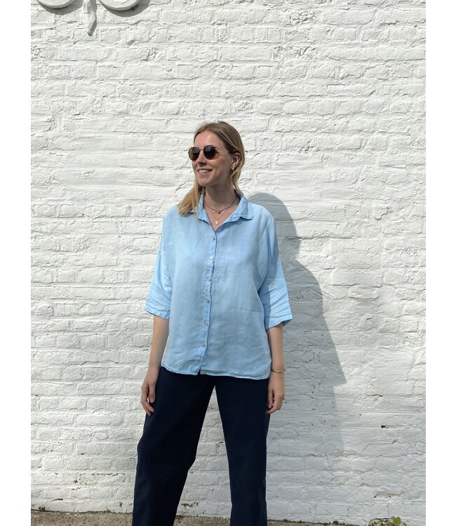 Le grenier du lin Linen blouse CLAUDIA horizon