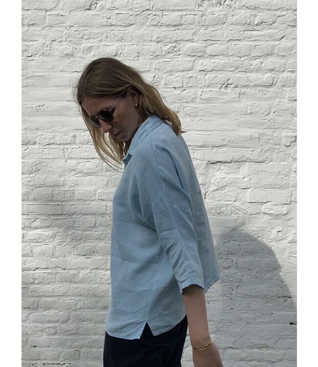 Le grenier du lin Linen blouse CLAUDIA horizon
