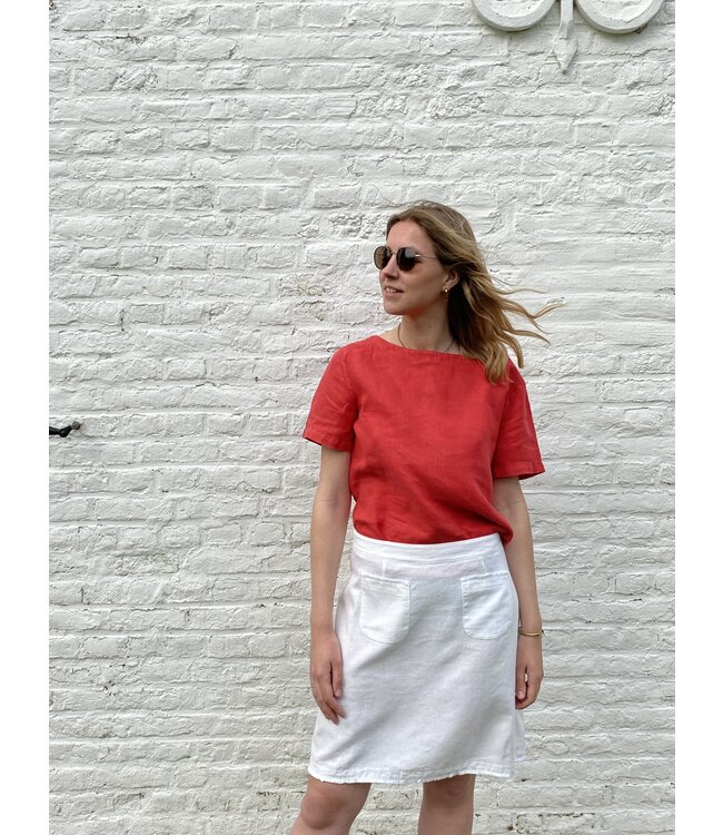 Maloka Off-white JANET linen skirt