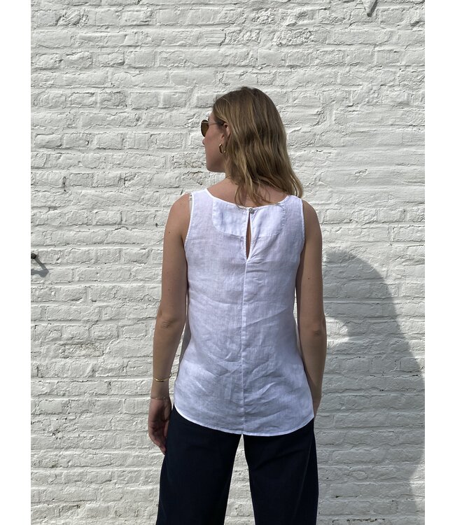 Le grenier du lin Top en lin Maki blanc