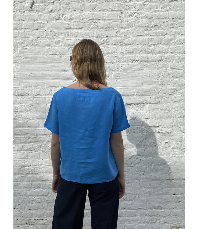 Le grenier du lin Osaka blue linen top ile de ré