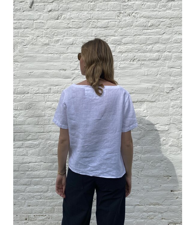 Le grenier du lin Osaka wit linnen top