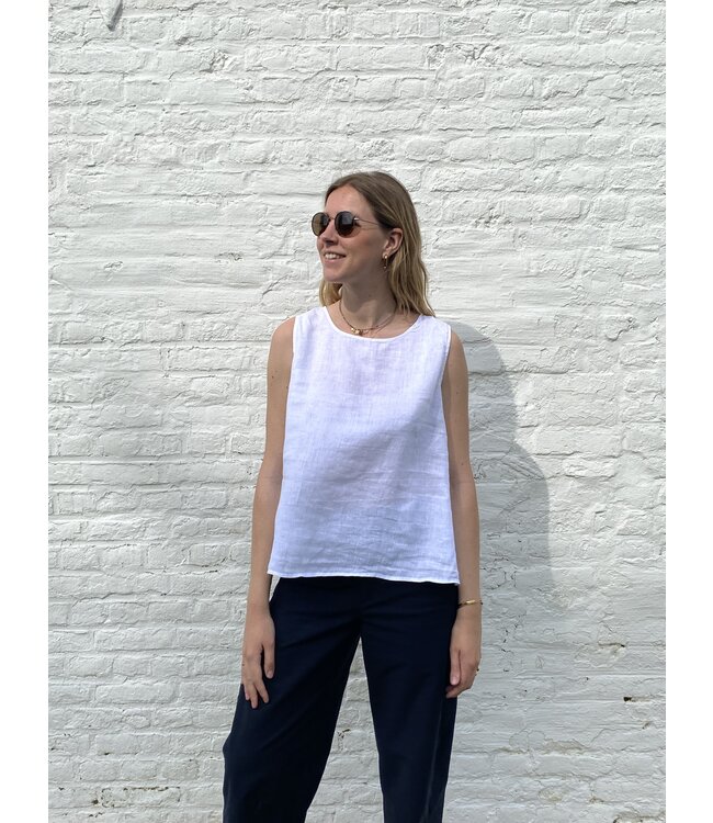 Le grenier du lin Top en lin SEVILLA blanc