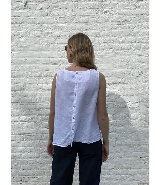 Le grenier du lin SEVILLA white linen top