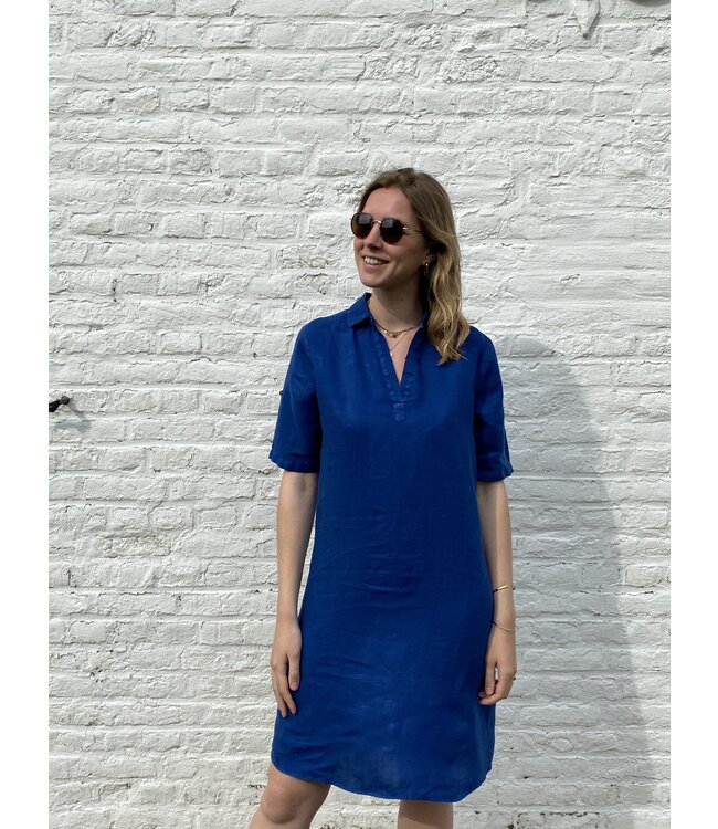 Le grenier du lin Lia azul forté jurk