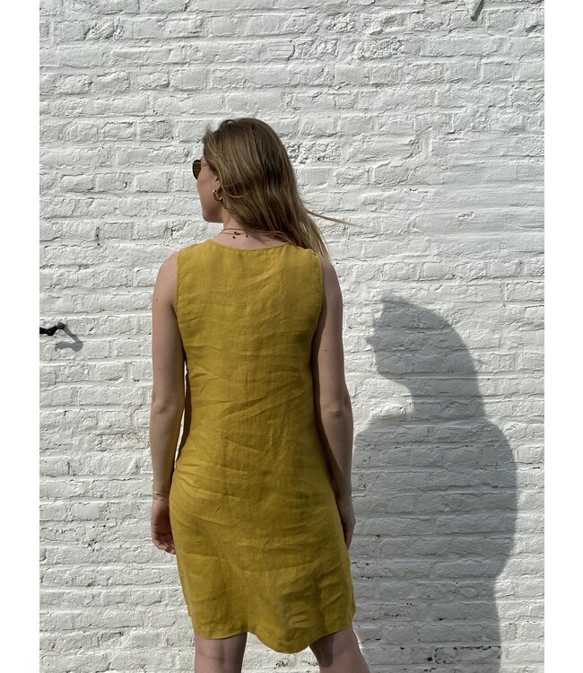 Le grenier du lin Robe pur lin Haiti  safran