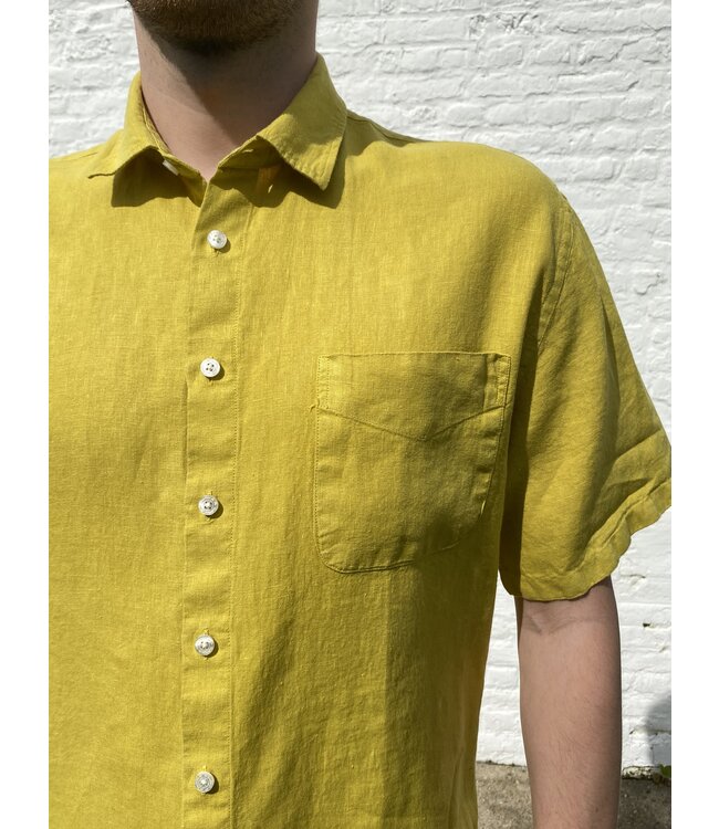 Le grenier du lin Chemise en lin manches courtes citrine