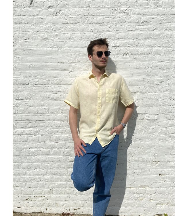 Le grenier du lin Chemise  en lin manches courtes topaze