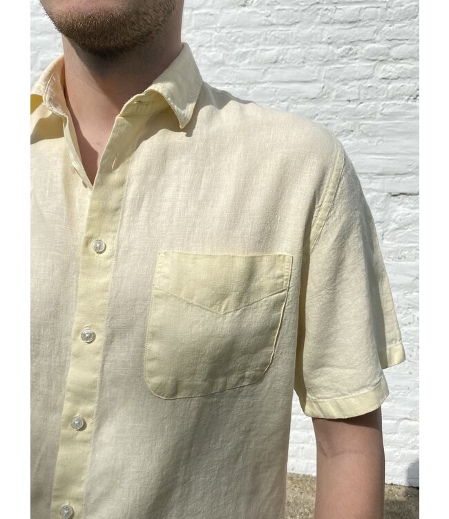 Le grenier du lin Chemise  en lin manches courtes topaze