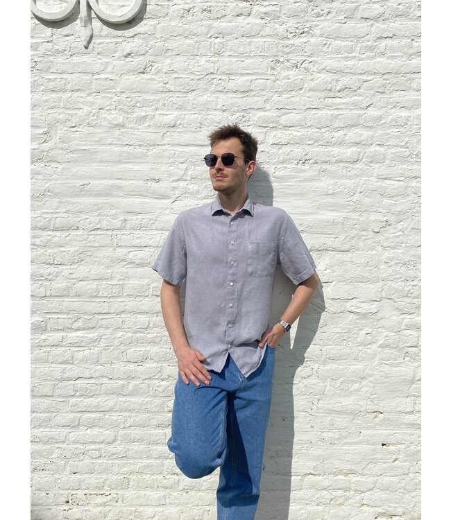 Le grenier du lin Chemise en lin manches courtes grise