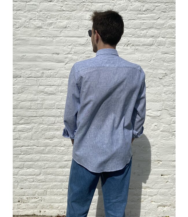 Chemise manches longues fines rayures bleu