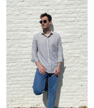 Le grenier du lin Chemise manches longues rayures vertes