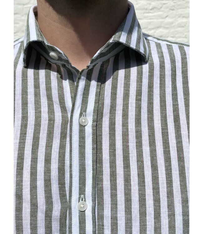 Chemise manches longues rayures vertes