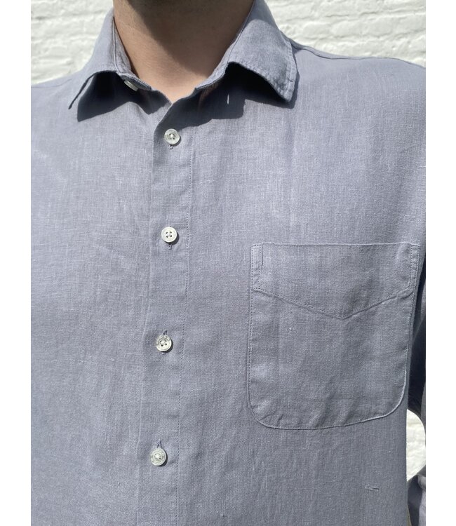 chemise  en lin manche longue gris
