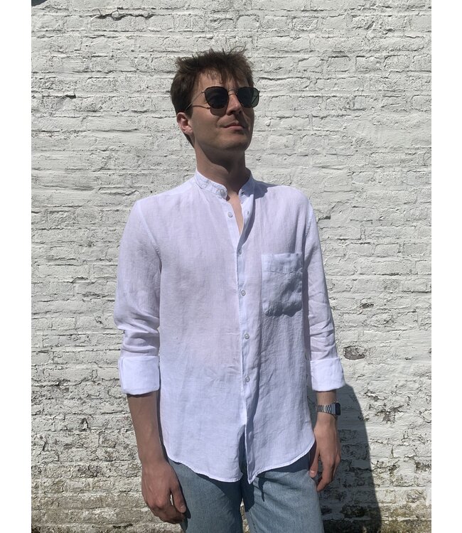 Le grenier du lin Long-sleeved linen/cotton shirt, white