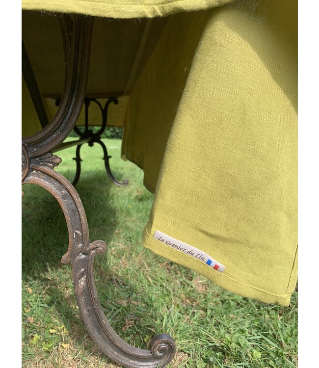 Le grenier du lin Linen tablecloth Siena anis