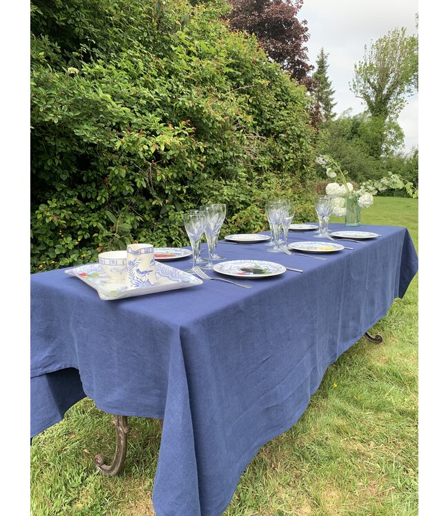 Le grenier du lin Linen tablecloth Siena navy blue