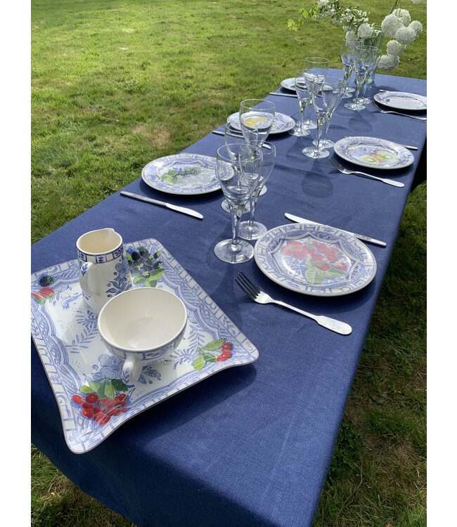 Le grenier du lin Nappe  en lin Siena bleu marine