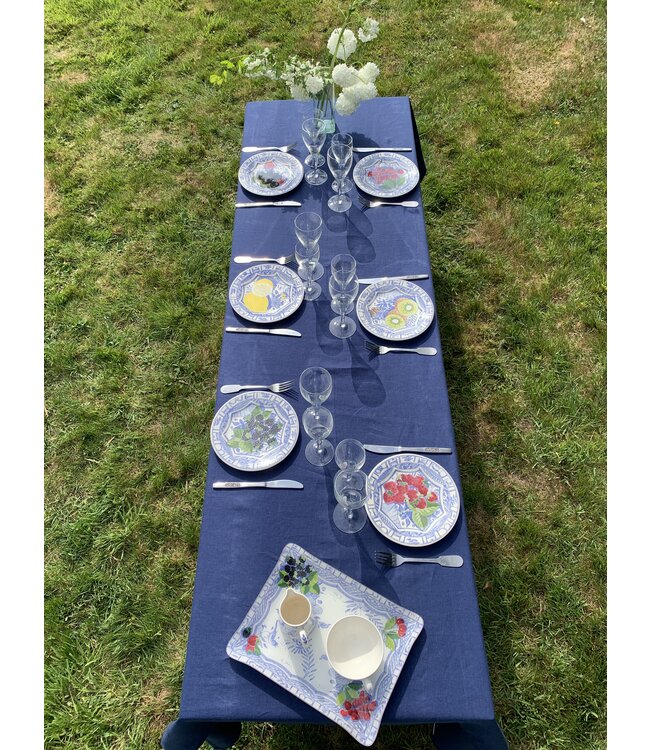 Le grenier du lin Linen tablecloth Siena navy blue