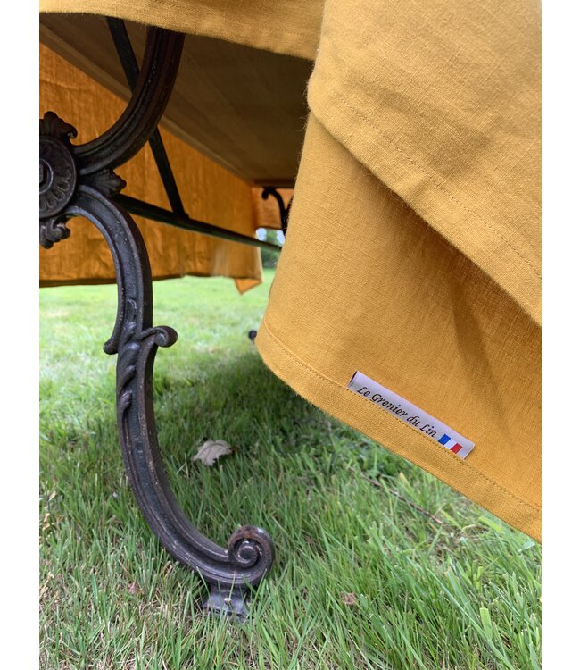 Le grenier du lin Siena mustard linen tablecloth