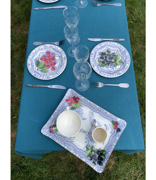 Le grenier du lin Nappe en lin Siena bleu pacifique