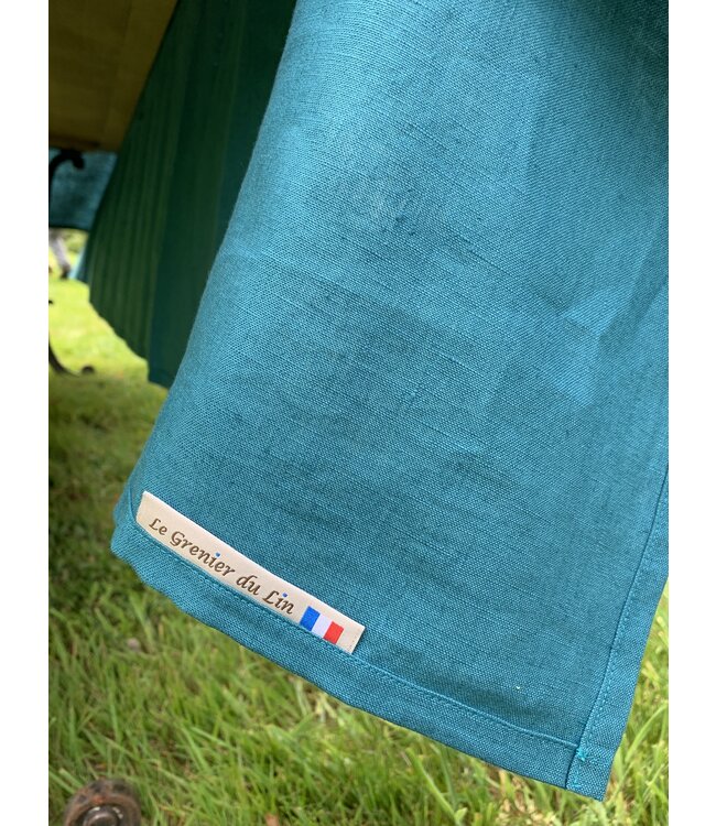 Le grenier du lin Nappe en lin Siena bleu pacifique
