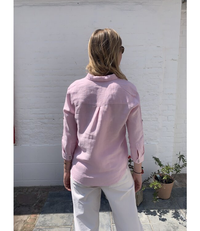 Le grenier du lin Chemisier en lin SARAH rose pale