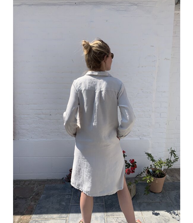 Le grenier du lin Robe en lin ANAIS craie