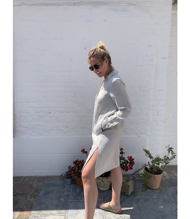 Le grenier du lin Robe en lin ANAIS craie
