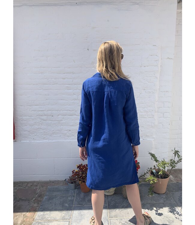 Le grenier du lin ANAIS koningsblauwe linnen jurk