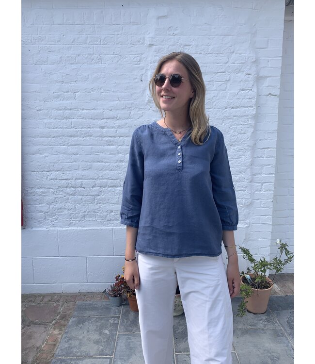 Le grenier du lin MONA blue linen jacket
