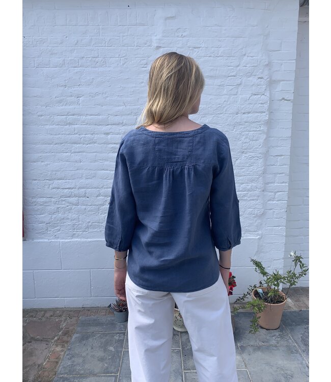 Le grenier du lin MONA blauw linnen jasje