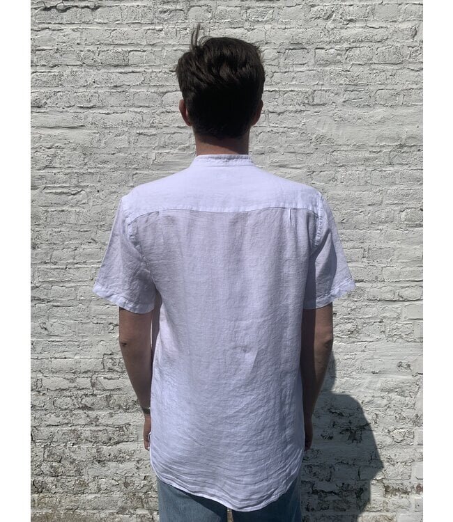 Le grenier du lin Chemise lin/coton col officier manches courtes blanche