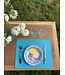Le grenier du lin Set de table en lin enduit bleu