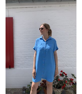 Le grenier du lin Robe en lin JULIETTE bleu ile de ré
