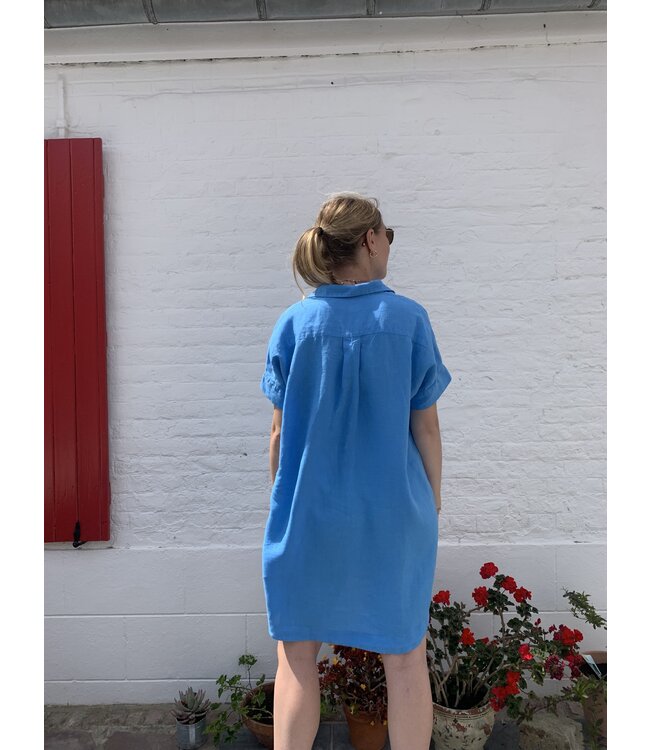 Le grenier du lin Linnen jurk JULIETTE blauw ile de ré