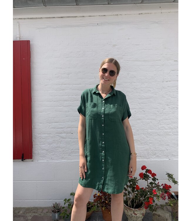 Le grenier du lin Dark green JULIETTE linen dress