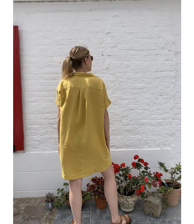 Le grenier du lin Robe en lin JULIETTE safran