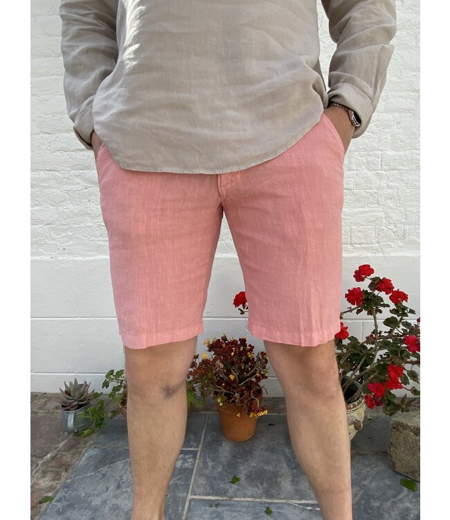 Le grenier du lin Salmon linen Bermuda shorts